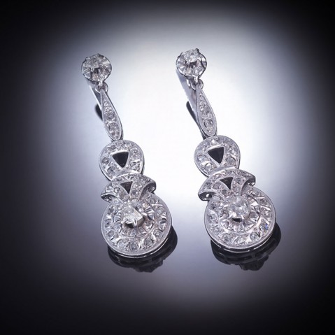 Pendants d’oreilles diamants Art Déco (vers 1930)