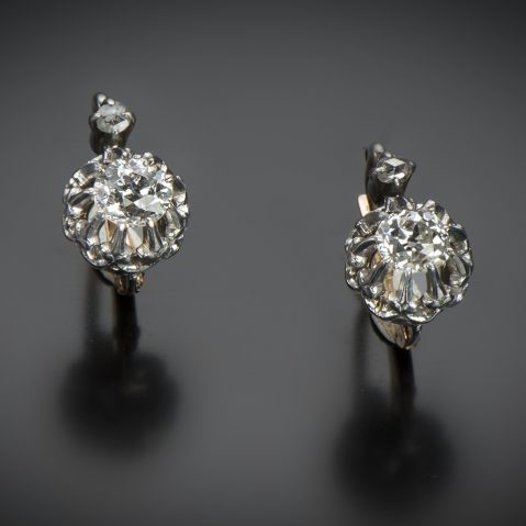 Boucles d’oreilles diamants 1,40 carat vers 1900