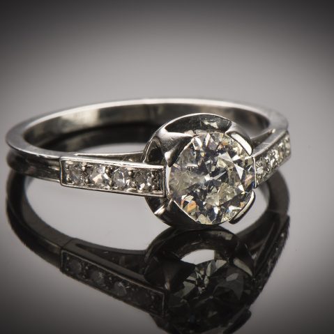 Bague solitaire diamants Art Déco (vers 1930)