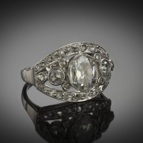 Bague diamants (2,20 carats) Art Déco