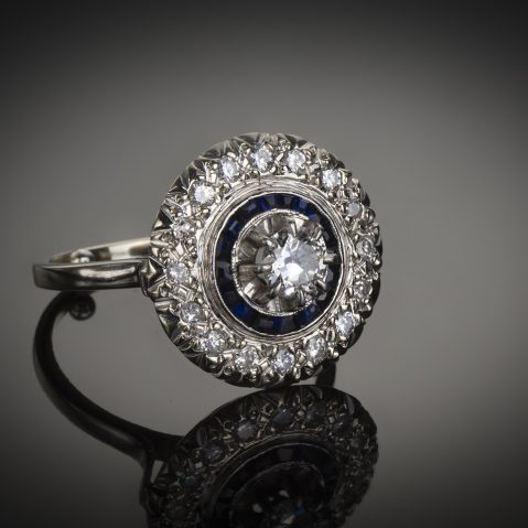 Bague diamants saphirs Art Déco (vers 1930)
