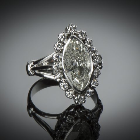 Bague diamant marquise 3 carats (vers 1950)