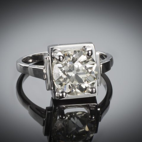 Bague solitaire Art Déco diamant (3 carats)