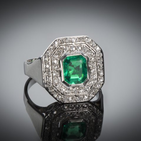 Bague émeraude diamants vers 1935