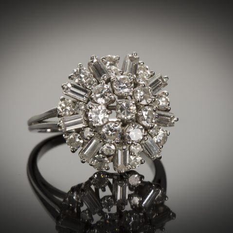 Bague diamants (2 carats) vers 1950