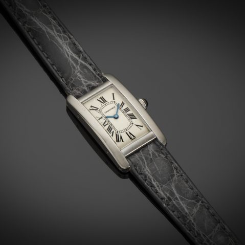 Montre Cartier Tank américaine or gris