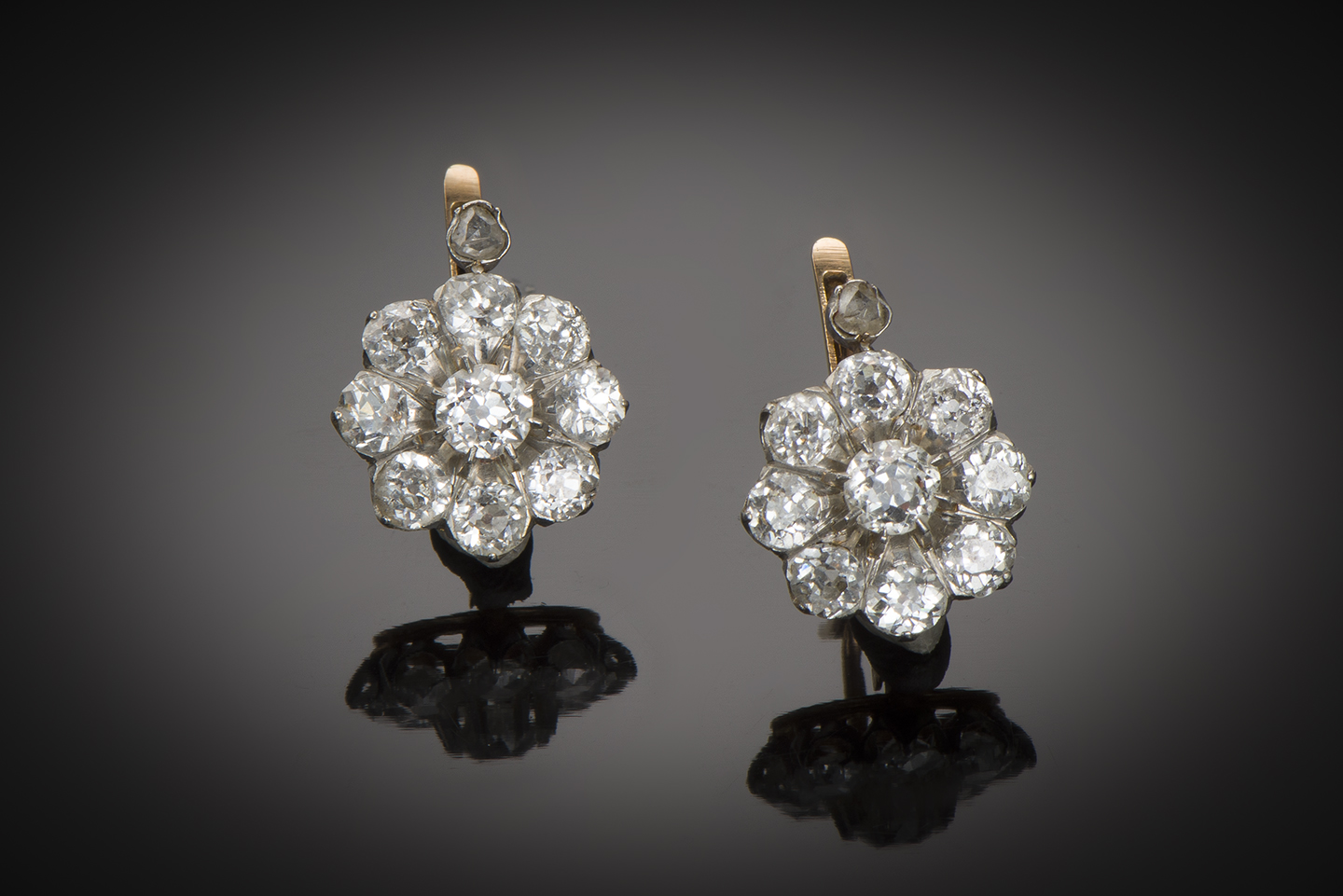 Late 19th century diamond earrings (2.20 carats)-1