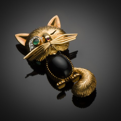 Vintage Van Cleef & Arpels “Chat malicieux” brooch