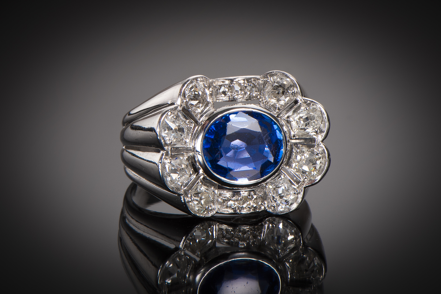 Art Déco natural Burmese sapphire ring (certificate)-1