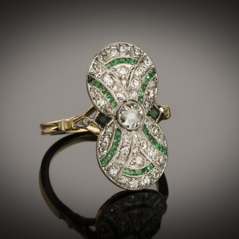 Emerald diamond ring circa 1920