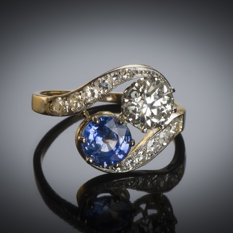 French diamond and sapphire ring circa 1900