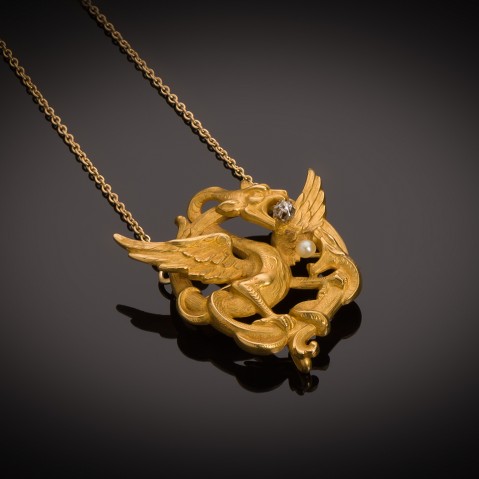 A nineteenth century French chimera brooch