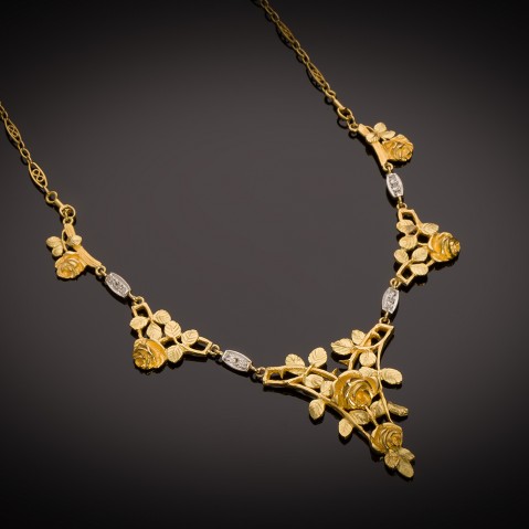French Art Nouveau diamond necklace