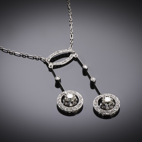French Art Deco diamond necklace in platinum