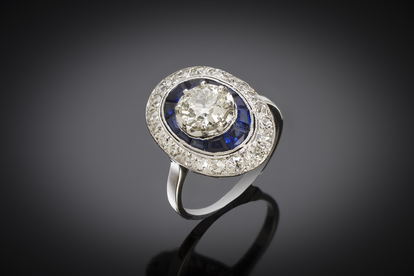 French Art Deco diamond ring (2 carats)-1