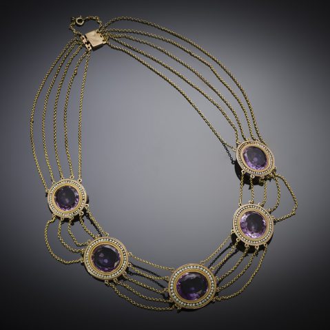 French amethyst and pearl necklace (19th century)