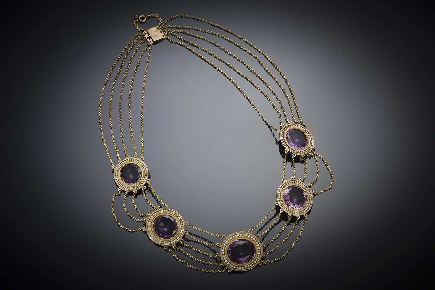 French amethyst and pearl necklace (19th century)-1