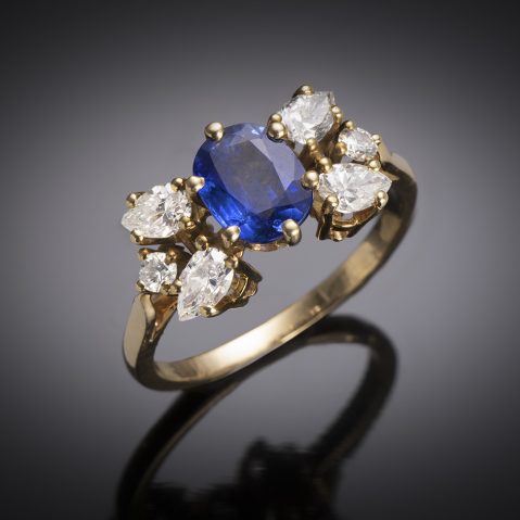 French vintage sapphire diamond ring