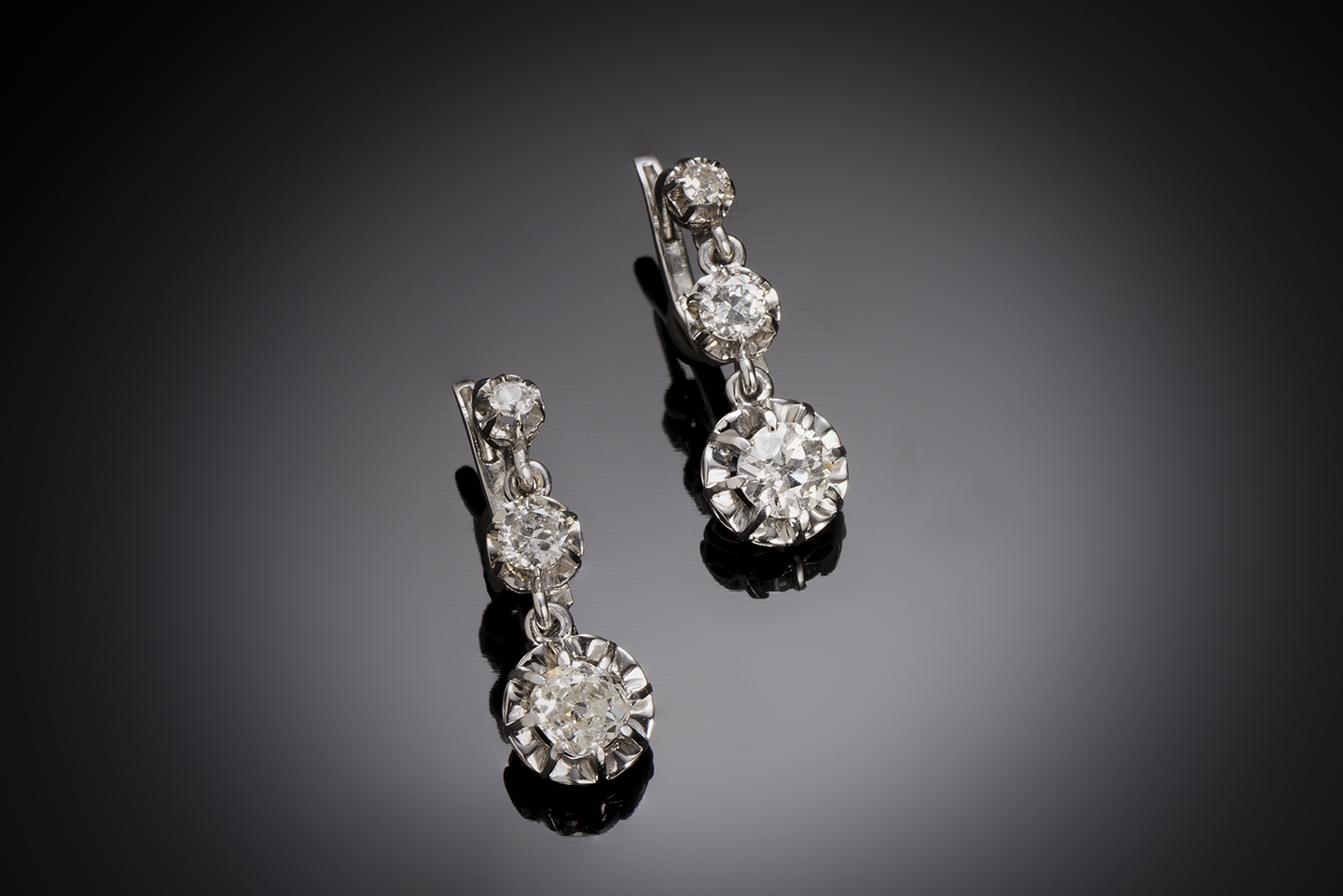 French Art deco diamond earrings (1.60 carat)-1