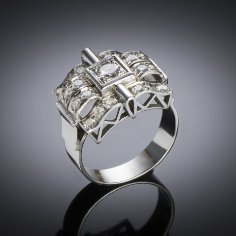 French modernist ring circa 1935 diamonds (1.2 carat)