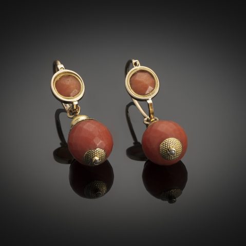 Napoleon I period coral earrings (French hallmark: rooster)