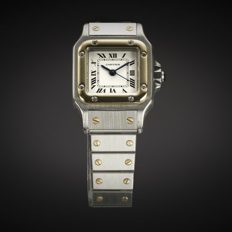 Cartier Santos gold and steel automatic watch with Cartier case (revision February 2022)