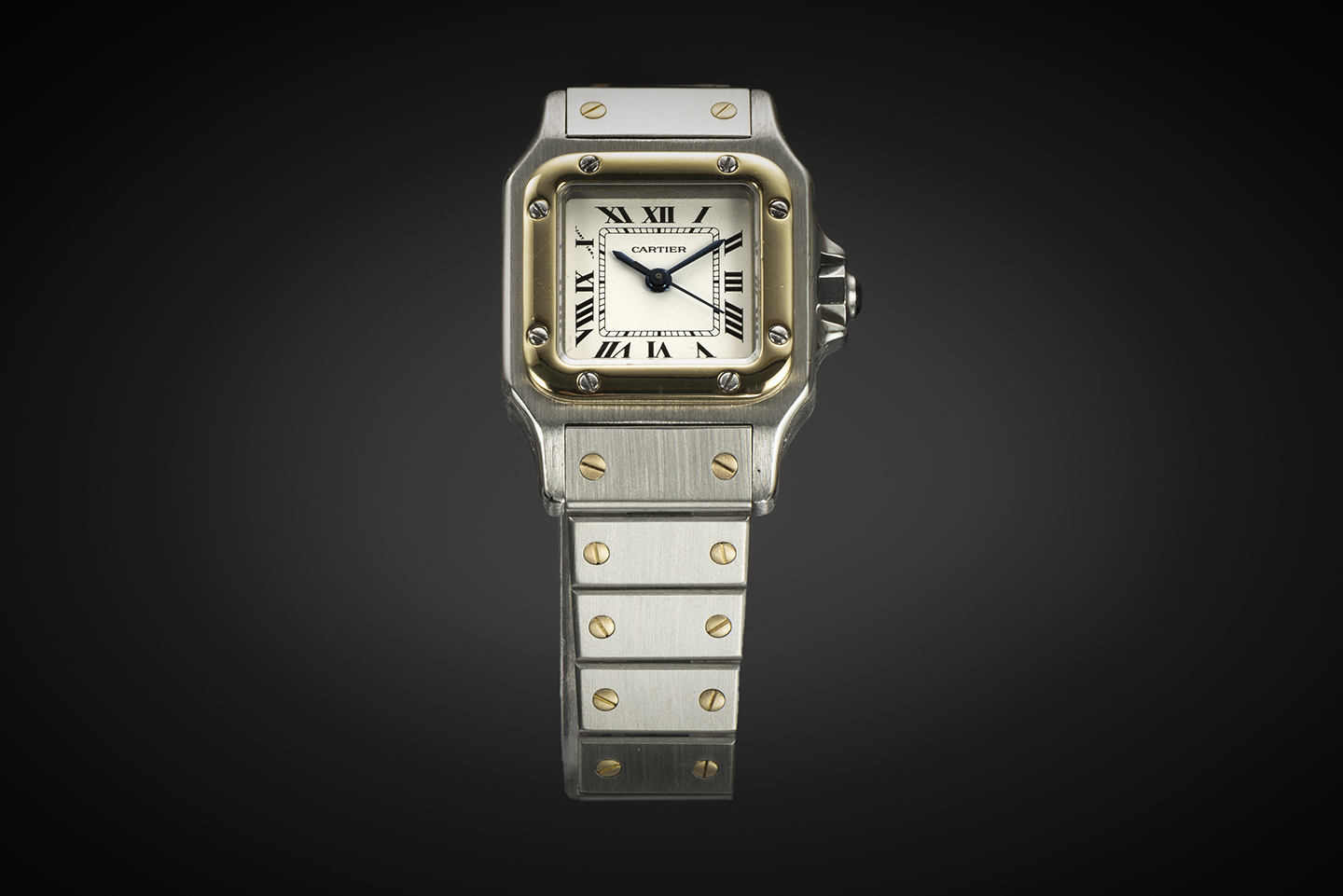 Cartier Santos gold and steel automatic watch with Cartier case (revision February 2022)-1