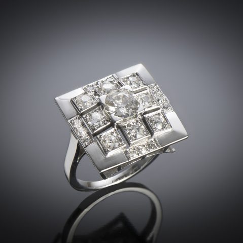 French Art deco diamond ring (2.10 carats)