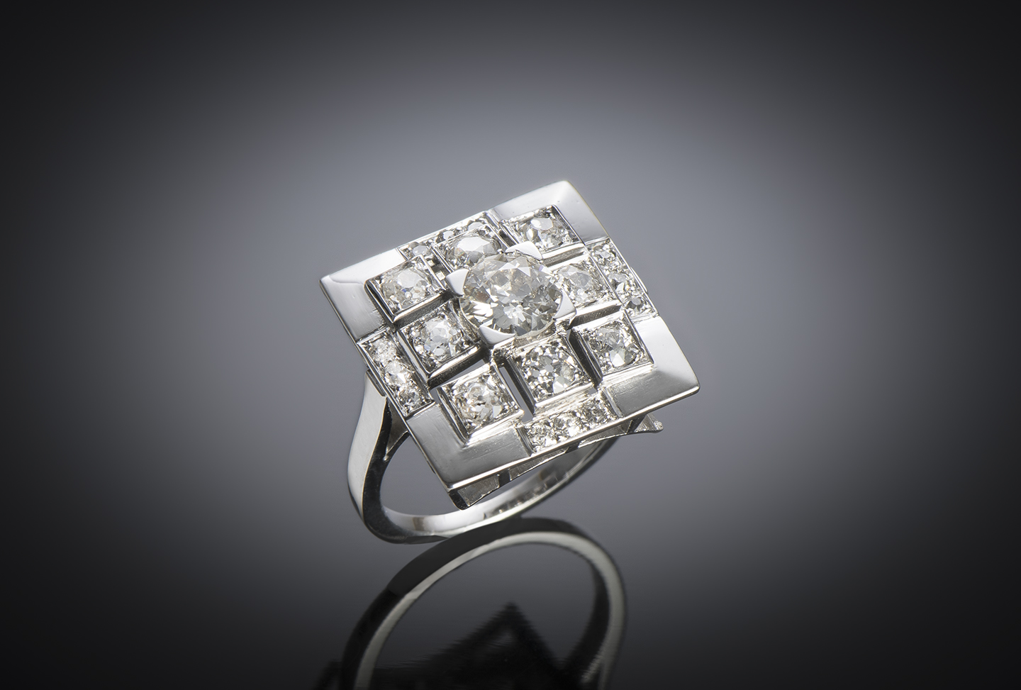 French Art deco diamond ring (2.10 carats)-1