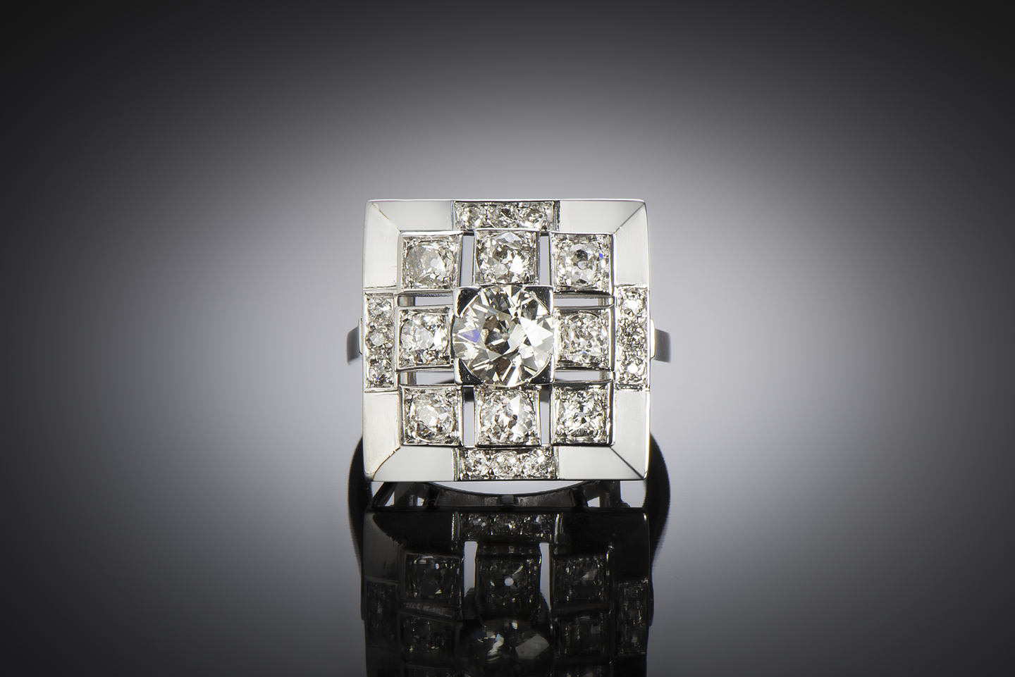 French Art deco diamond ring (2.10 carats)-2