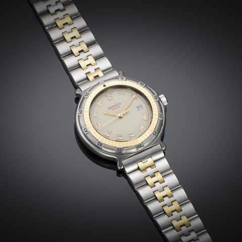Hermès steel and gold watch