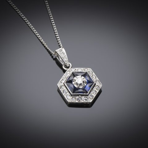 Art Deco sapphire and diamond pendant