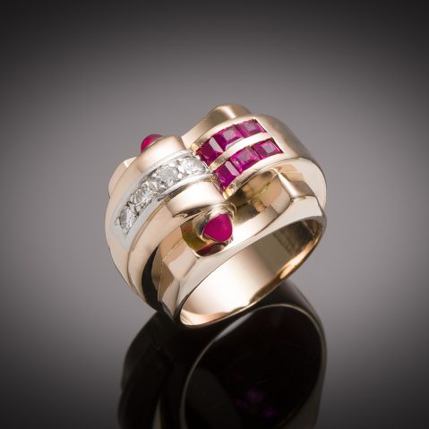 French diamond and ruby ring circa 1940