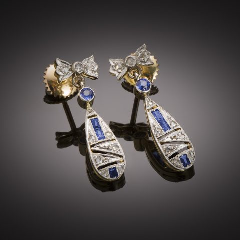 Diamond and sapphire earrings circa 1920