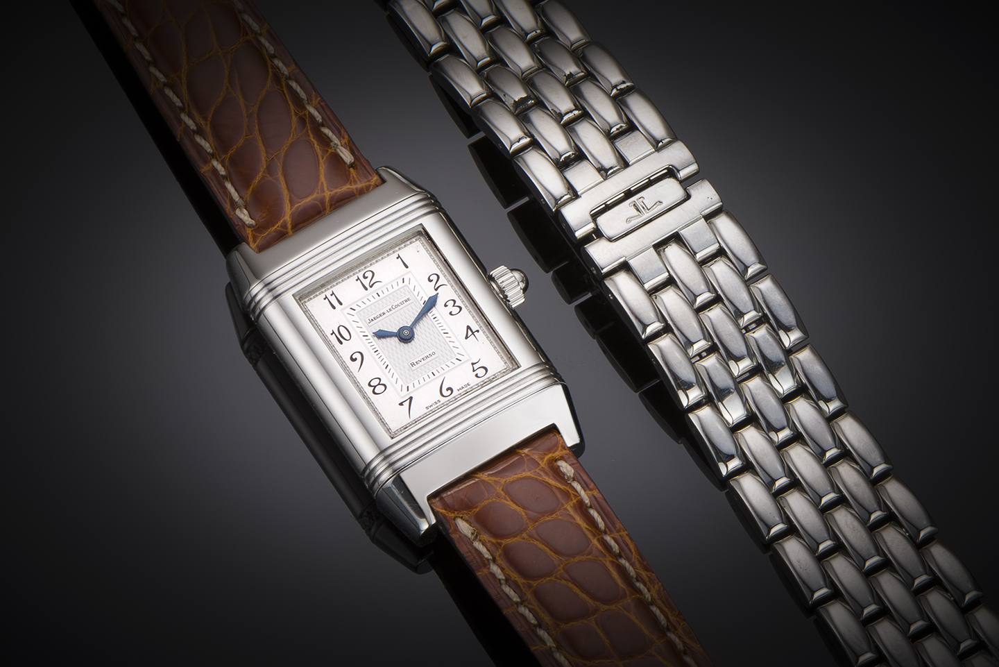 Jaeger LeCoultre Reverso Duetto diamond watch (with complementary steel strap, box and revision 2022)-1