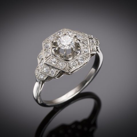 French Art deco diamond ring (1 carat)