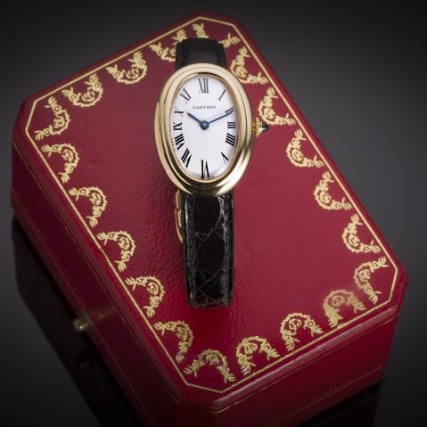 Vintage Cartier Baignoire watch circa 1970 (with gold folding clasp and case) – Revision November 2022
