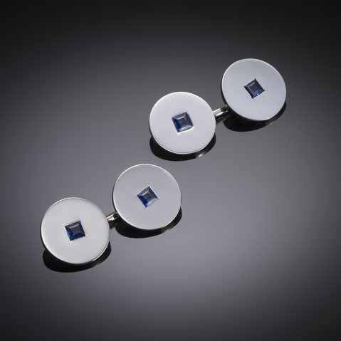 Cartier sapphire cufflinks white gold