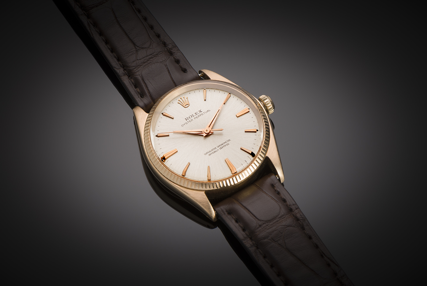 Vintage Rolex Oyster Perpetual pink gold watch (circa 1960)-1