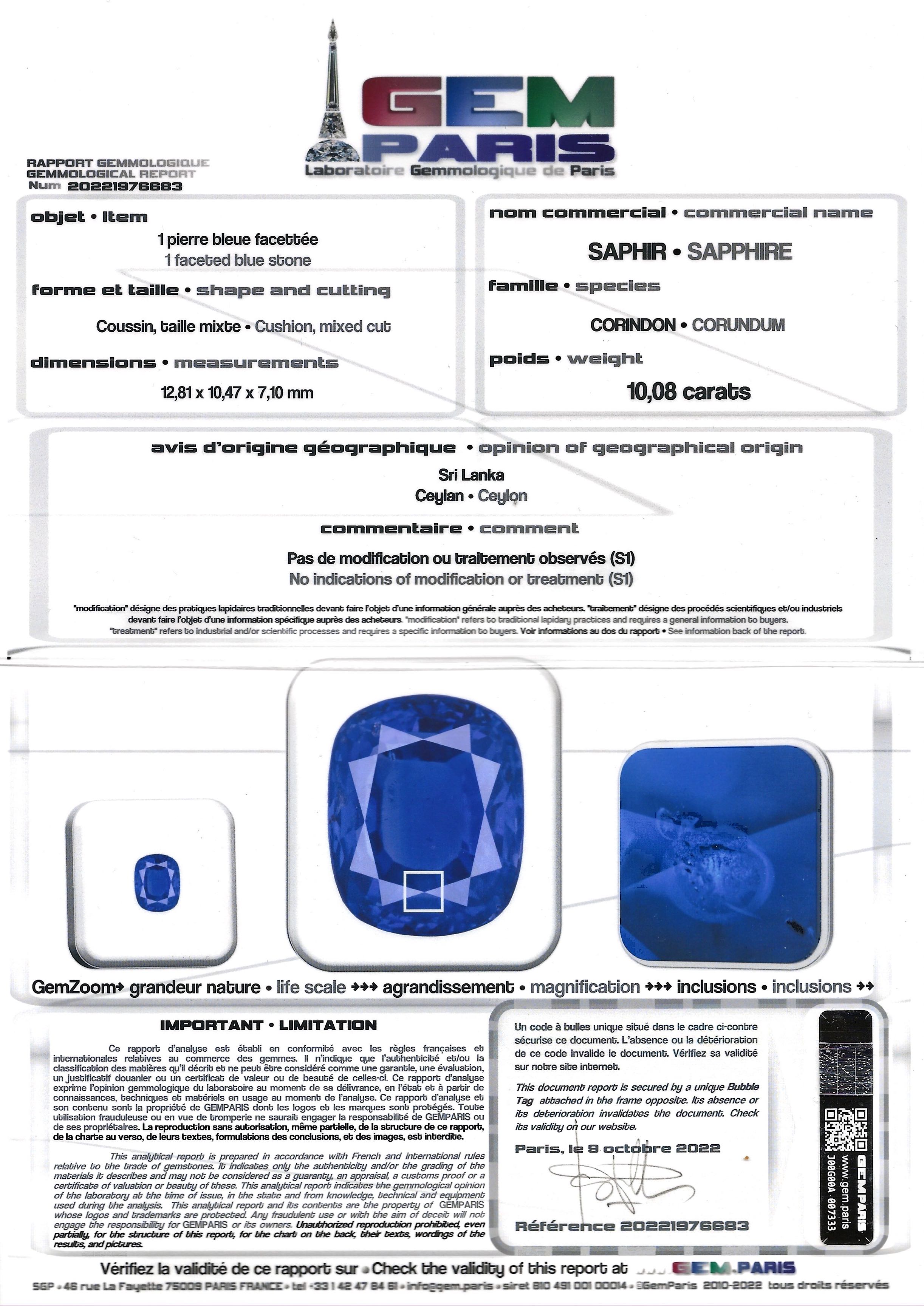 Unheated sapphire 10,08 carats (laboratory certificate) and diamond ring-3