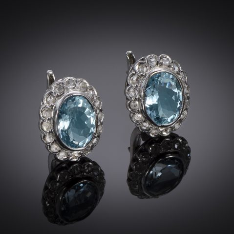 Aquamarine and diamond earrings