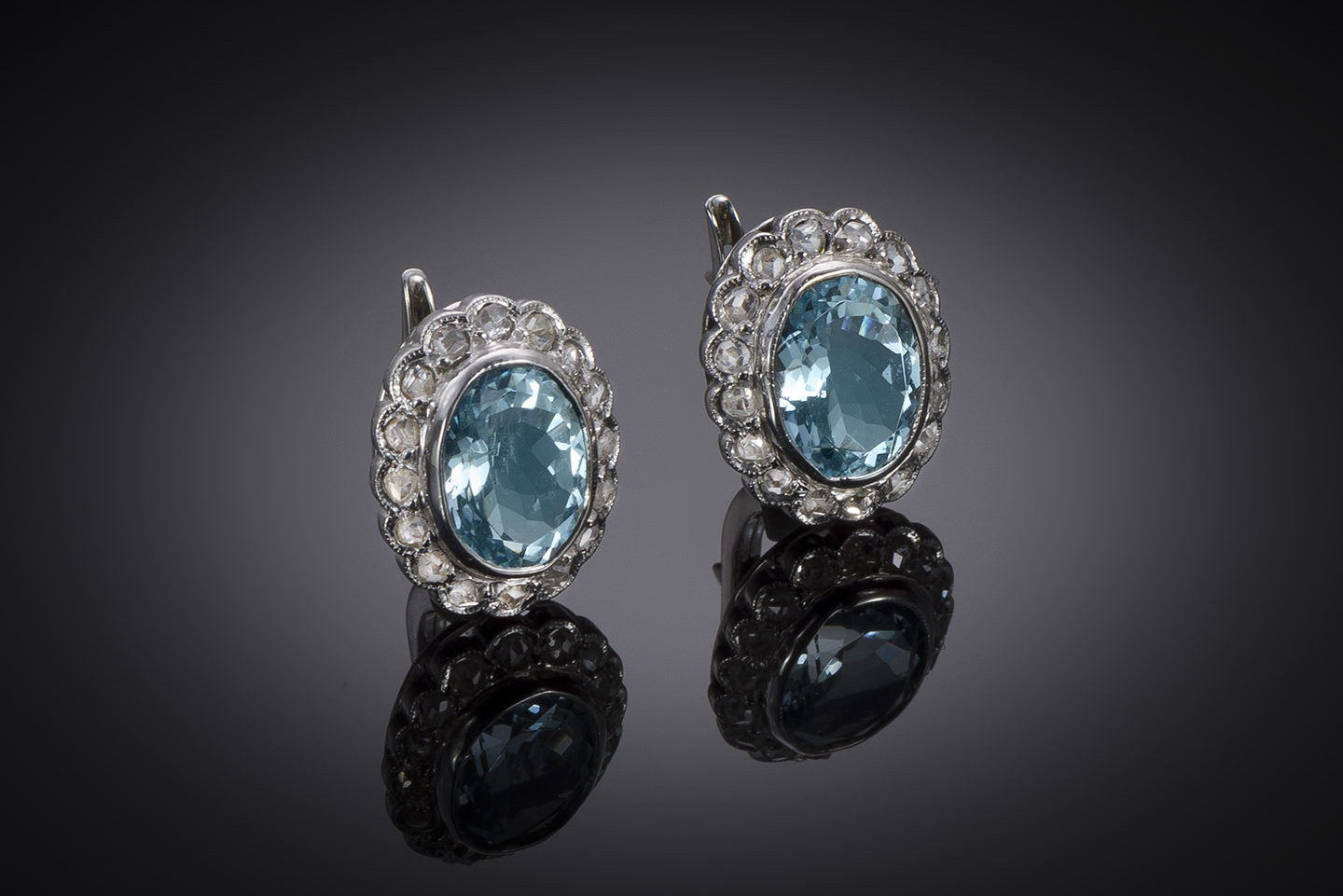 Aquamarine and diamond earrings-1