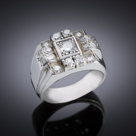 French modernist ring circa 1935 diamond (1.3 carat)