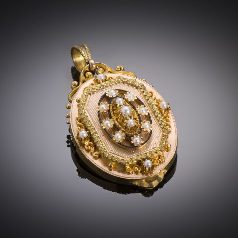 French pendant / brooch pearls Napoleon III period
