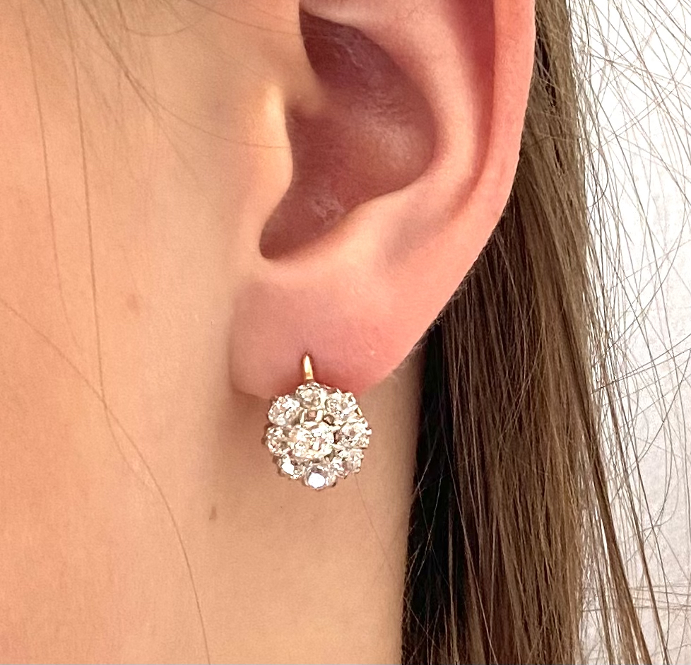 French late 19th century diamond earrings-3