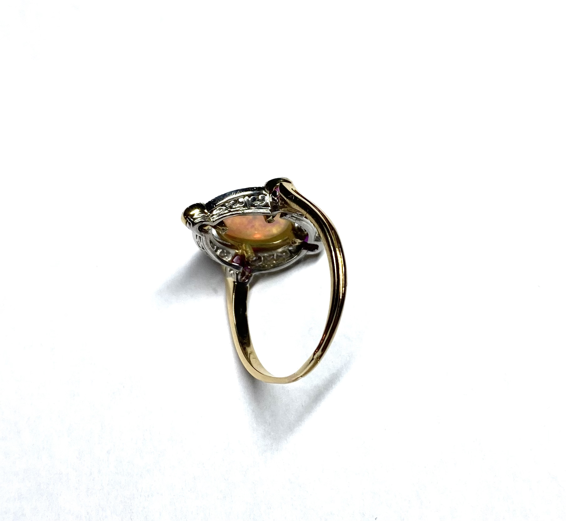 Opal, ruby and diamond ring circa 1900-2