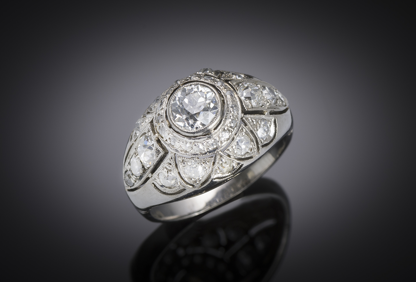 French Art deco ring diamond (1.20 carat)-1
