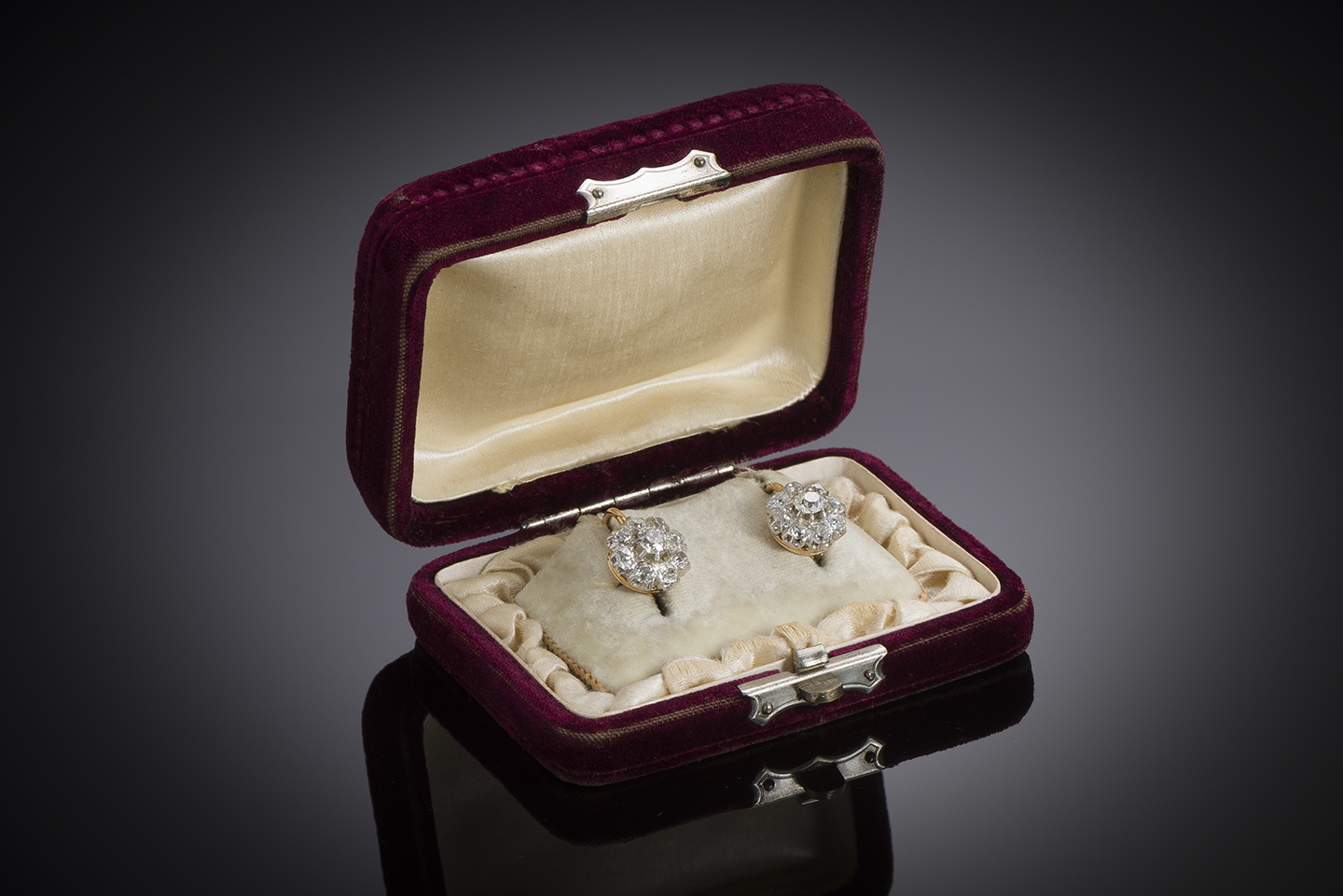 French late 19th century diamond earrings-2