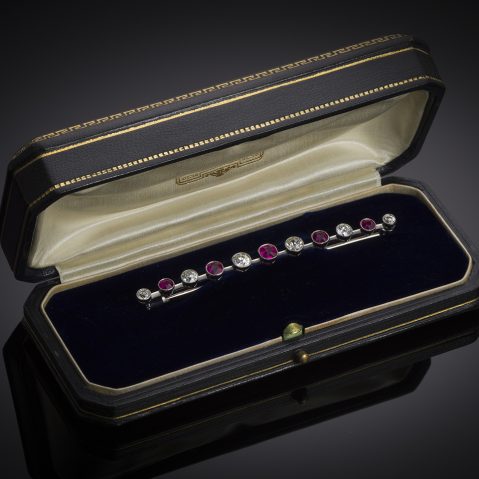 Unheated Burmese ruby brooch (laboratory certificate) and diamond early 20th century