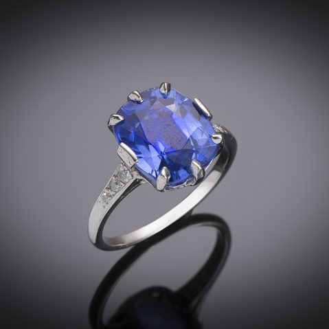 Art deco unheated sapphire and diamond ring (laboratory certificate)